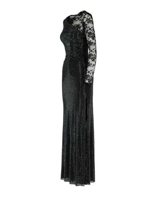 Self-Portrait Black Rhinestone' Polyester Dress