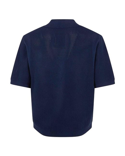 Drole de Monsieur Blue Maille Monogramme Polo Shirt for men