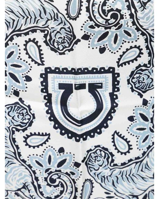 Ferragamo White Arabesque Print Silk Sarong