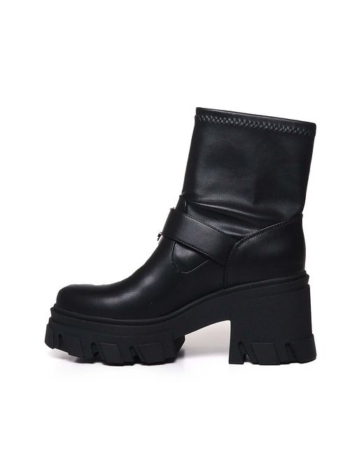 Versace Jeans Couture Black Chunky Buckle Ankle Boots