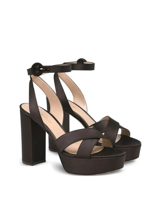 Gianvito Rossi Black Crepe Satin Sandals T070