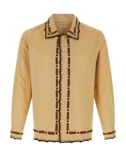 Bode Natural Beaded Ryegrass Shirt for men