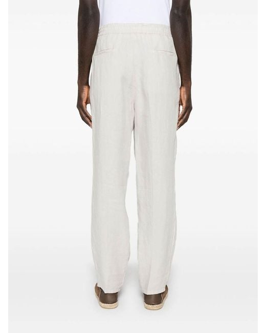 Brunello Cucinelli White Garment-Dyed Leisure Fit Pants for men
