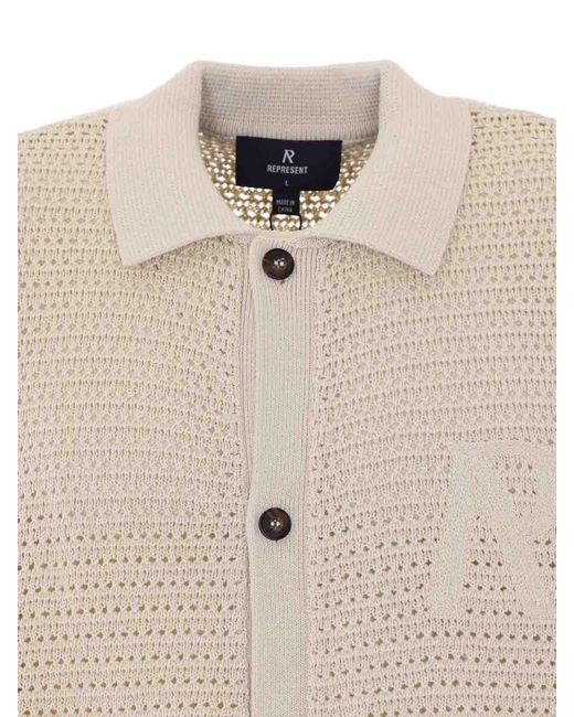 Represent Natural Ecru Pico Knit Shirt for men