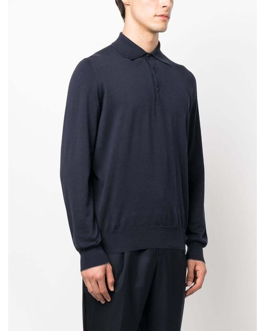 Brunello Cucinelli Blue Polo Neck Sweater for men