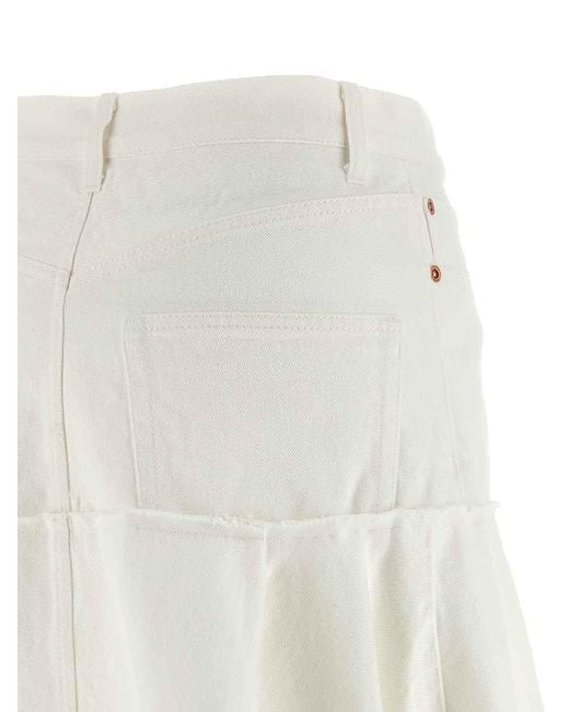 Sacai White Satin Denim Skirt