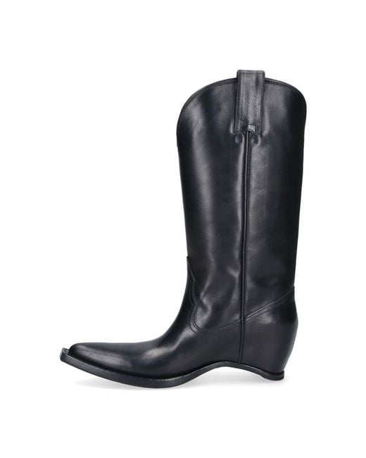 Maison Margiela Black Heel-Less Squared Toe Leather Boots
