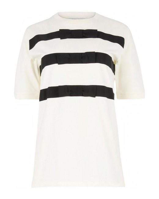 Nina Ricci Black Cream Cotton T-Shirt With Grosgra