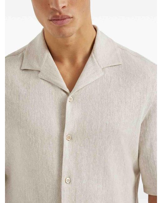 Brunello Cucinelli White Short Sleeve Shirt for men