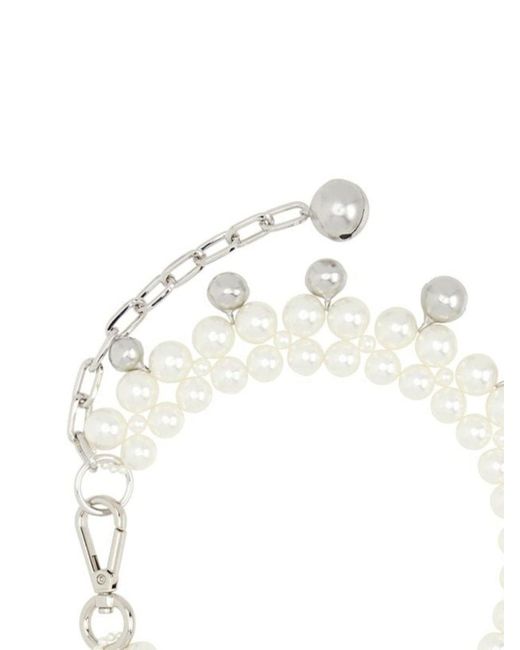 Simone Rocha White Double Bell Charm And Pearl Necklace