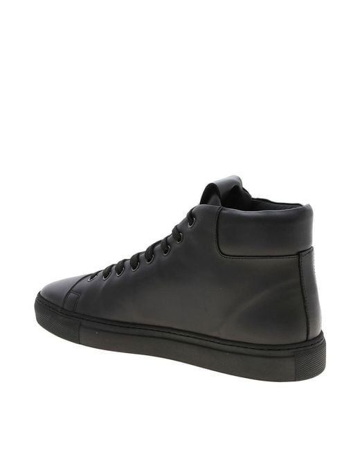 Moschino Black Logo Print Leather Sneakers for men