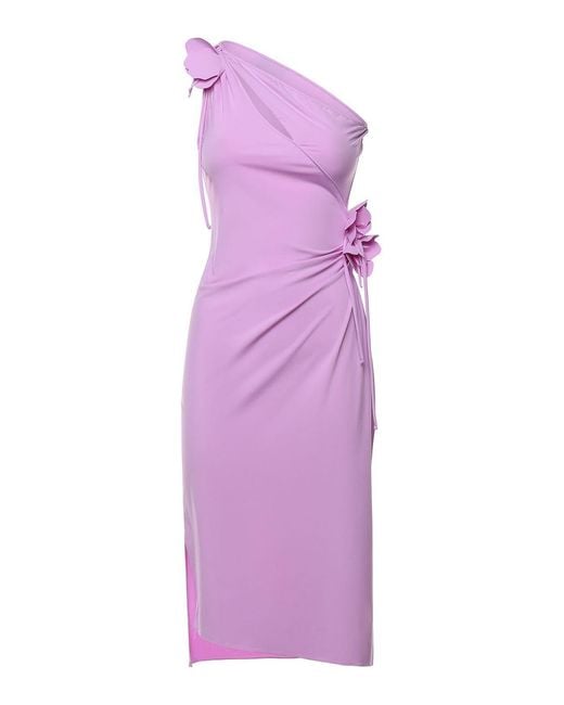 Coperni Purple Asymmetrical Mini Dress With Flowers