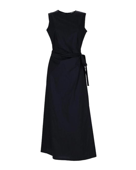 Aspesi Black Tie-Waist Midi Dress