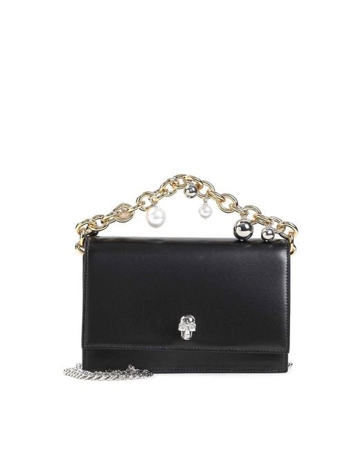McQueen Black Small Skull Clutch