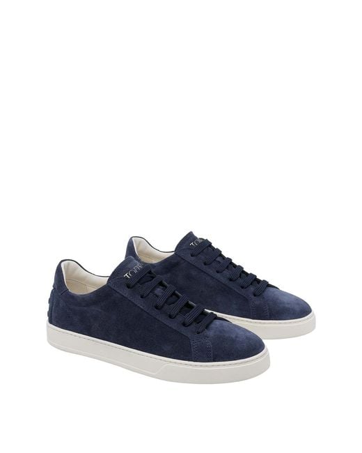 Tod's Blue Logo Printed Round Toe Sneakers for men