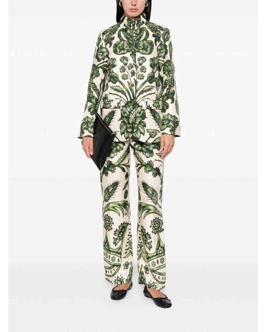 F.R.S For Restless Sleepers Green Printed Silk Shirt