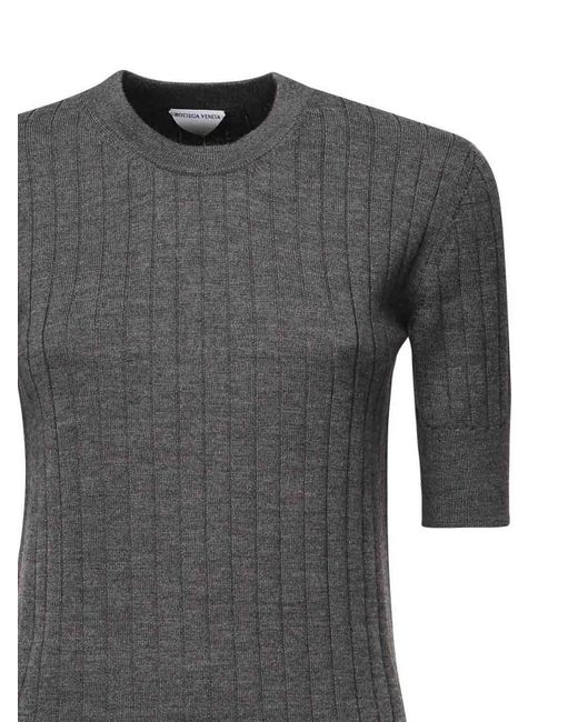 Bottega Veneta Gray Ribbed Wool Sweater