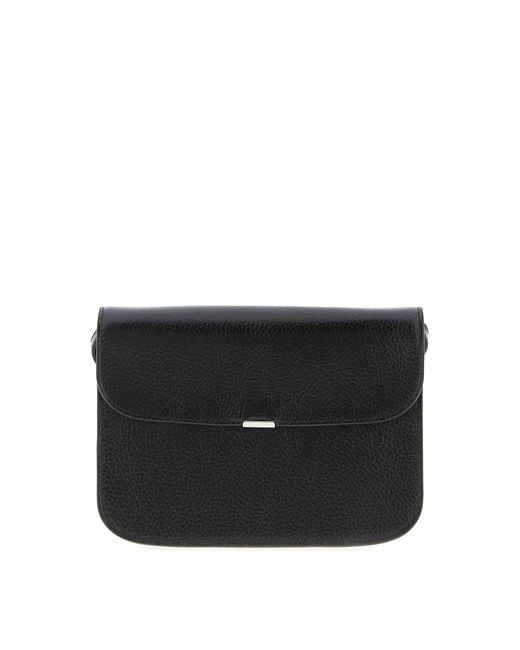 Lemaire Black Soft Tab Wallet Crossbody Bag for men
