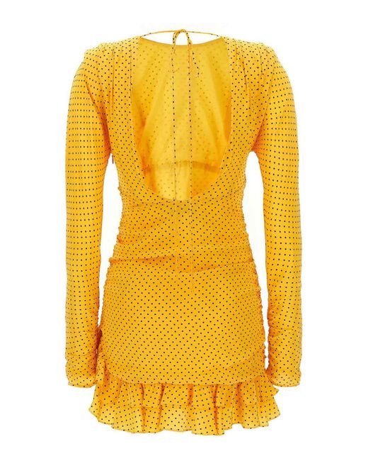 Alessandra Rich Yellow Polka Dot Mini Dress