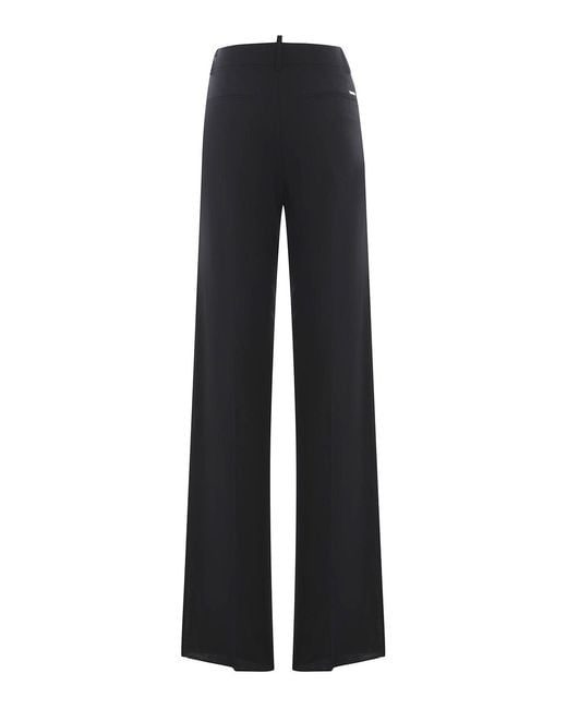 DSquared² Black Wool Blend High Rise Trousers