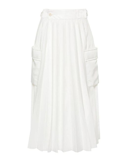 Sacai White Twill Skirt
