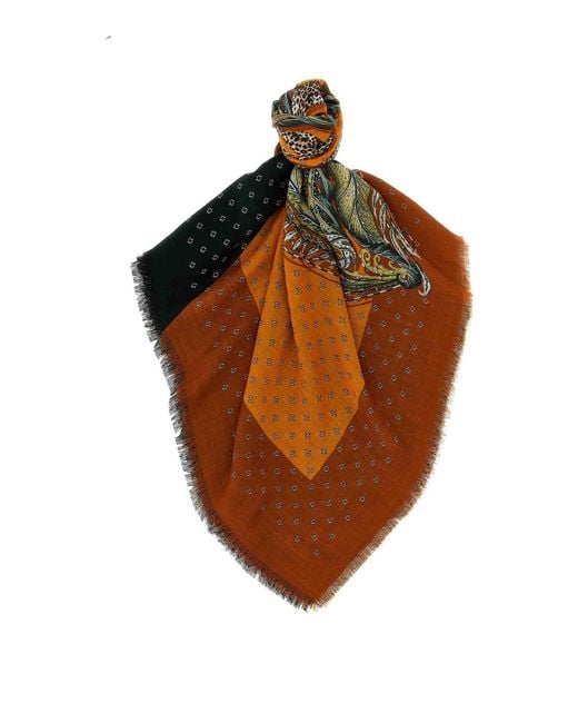 Ferragamo Brown Madras Print Stole