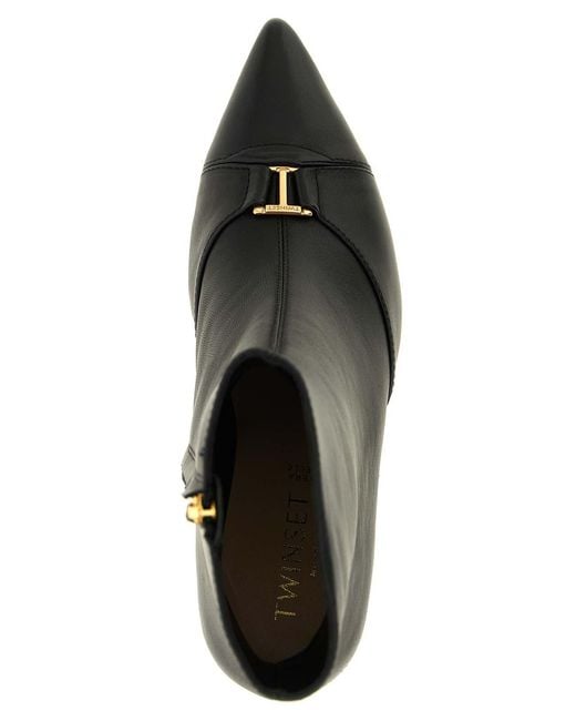 Twinset Black Logo Ankle Boos