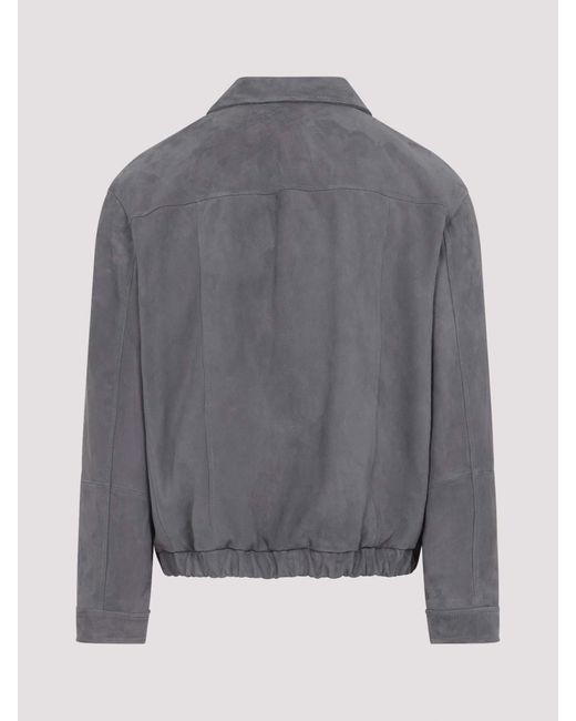 Brunello Cucinelli Gray Suede Jacket for men