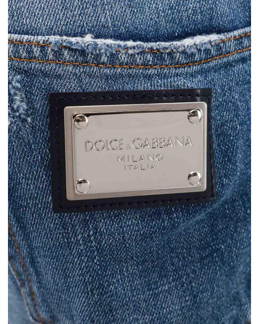 Dolce & Gabbana Blue Cotton Jeans With Ripped Effect for men