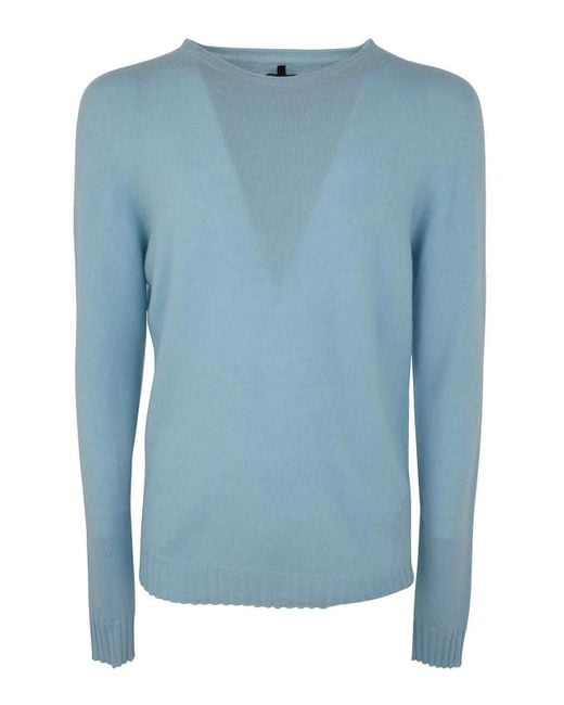 MD75 Blue Cashmere Crew Neck Sweater for men