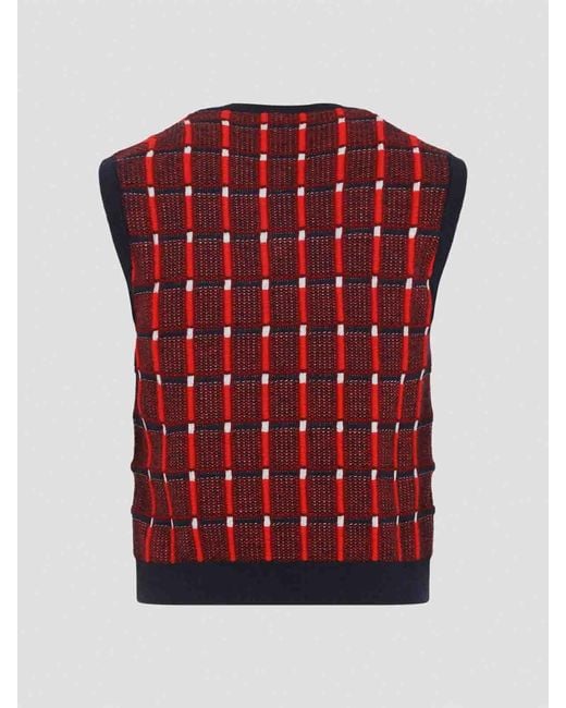Jil Sander Red Sleeveless Knitted Vest for men