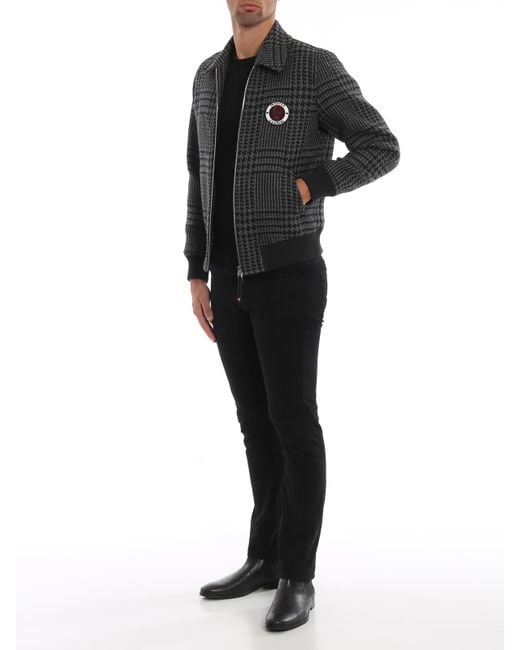 Alexander McQueen Black Houndstooth Wool Jacket for men