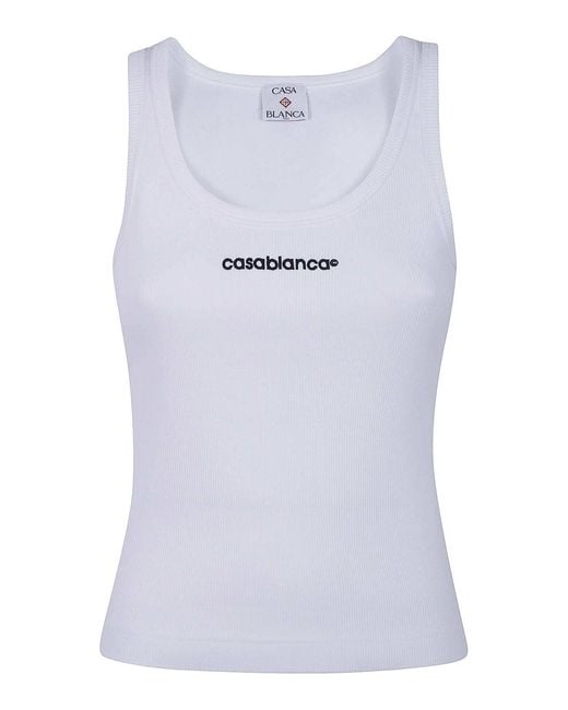 Casablanca White Ribbed Tank Top