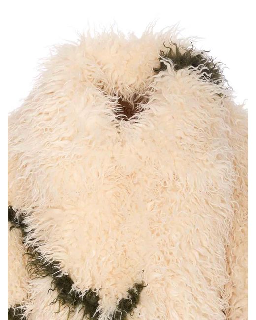 Jakke Natural Cocoon Faux Fur Coat With Buttons