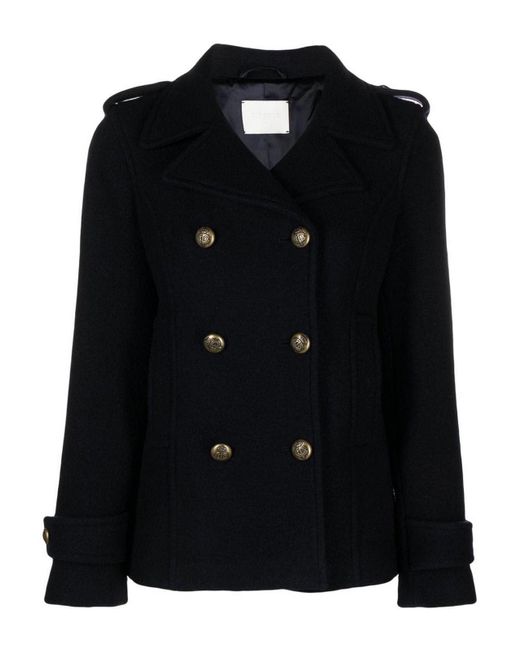 Circolo 1901 Black Double-breasted Wool Coat