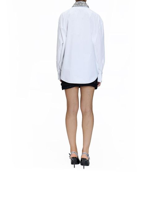 Genny White Crystal Collar Shirt