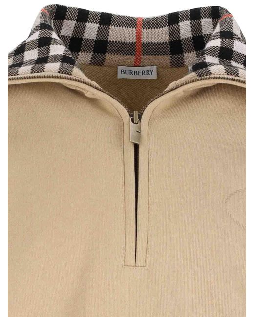 Burberry Natural Maglia Zip Check for men