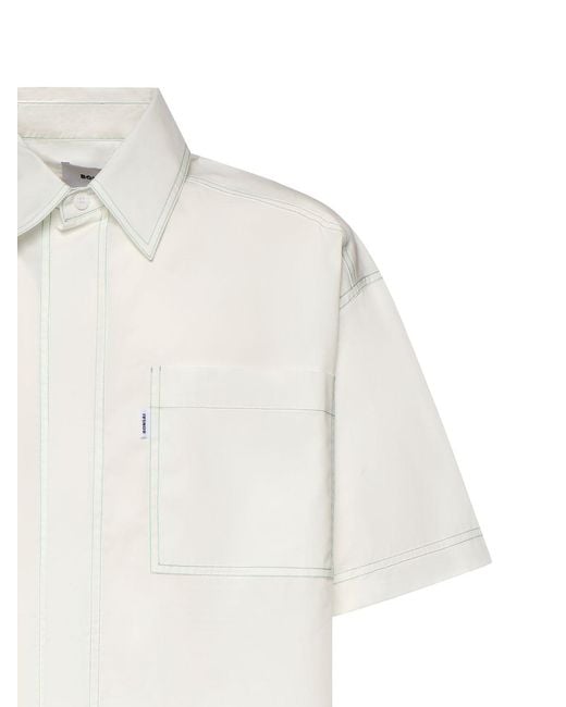 Bonsai White Printed Cotton Shirt for men
