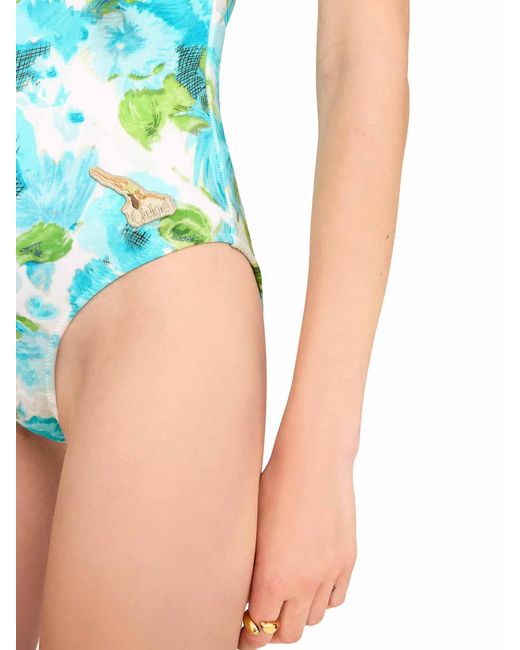 Chloé Blue One-Piece Swimsuit With Aquatic Flower Print