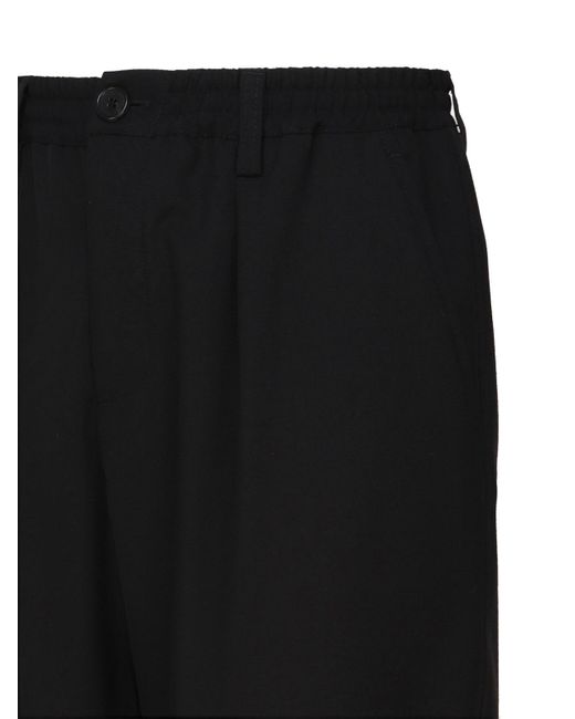 Marni Black Cropped Trousers In Fresh Wool for men