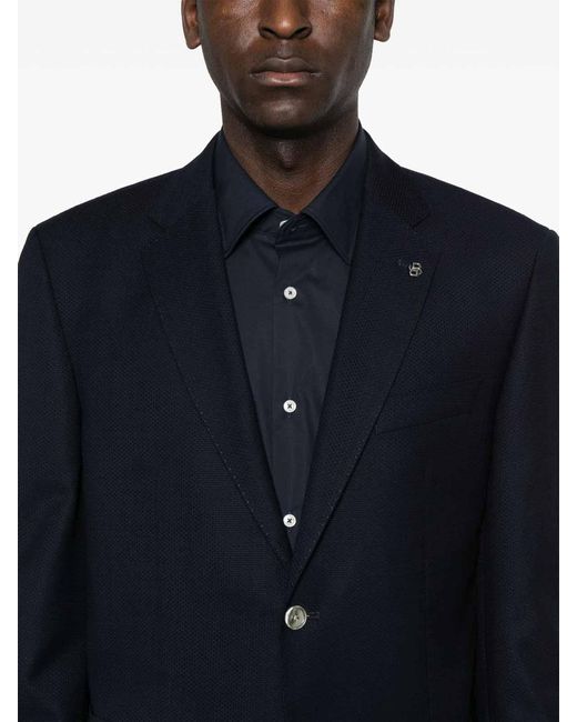 Boss Blue Single-Breasted Blazer for men