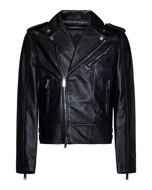 DSquared² Black Leather Jacket for men