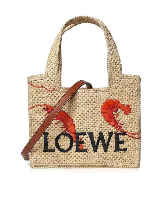 Loewe Natural Font Mini Raffia Tote Bag