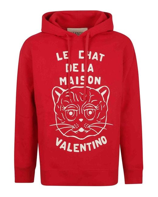 Valentino Garavani Red Jersey Sweatshirts Le Chat De La Maison for men