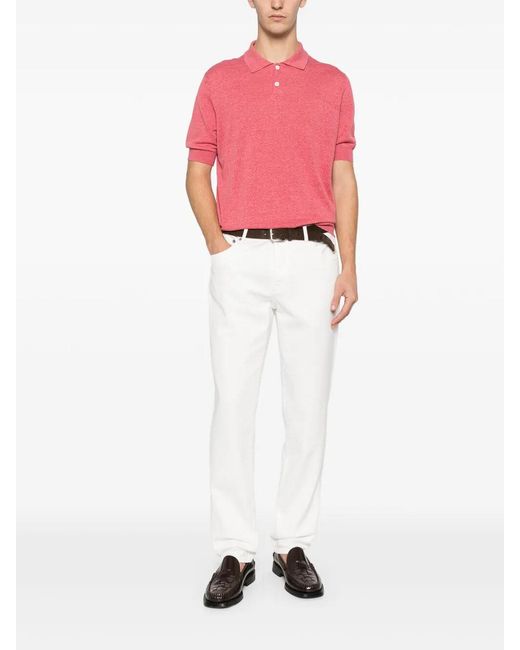 Brunello Cucinelli Pink Short Sleeve Polo for men