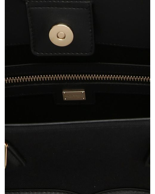 Dolce & Gabbana Black Canvas Tote With Leather Logo for men