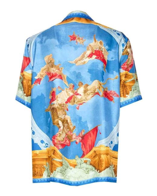 Versace Blue Affresco Print Shirt for men