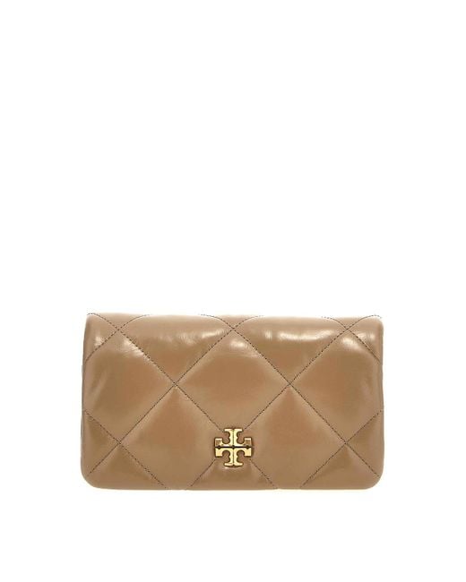 Tory Burch Natural Kira Diamond Quilt Wallet On Chain