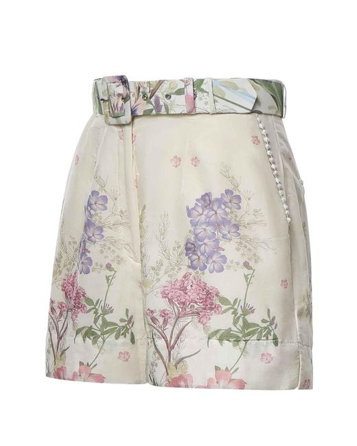 Charo Ruiz Gray Pansy Cotton Shorts