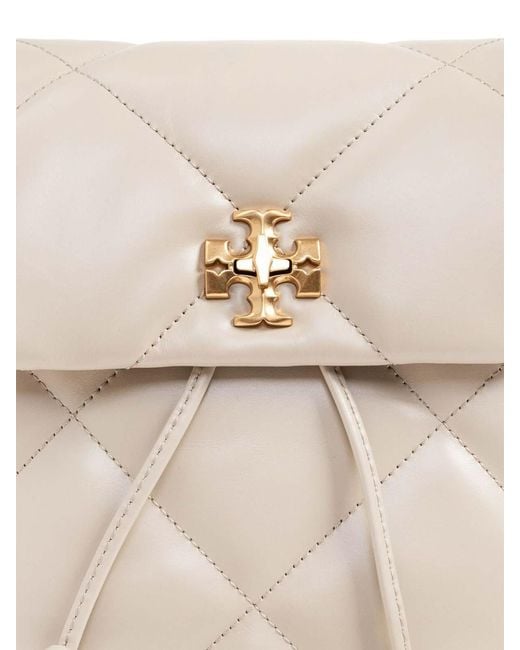 Tory Burch Natural Kira Diamond Small Leather Backpack